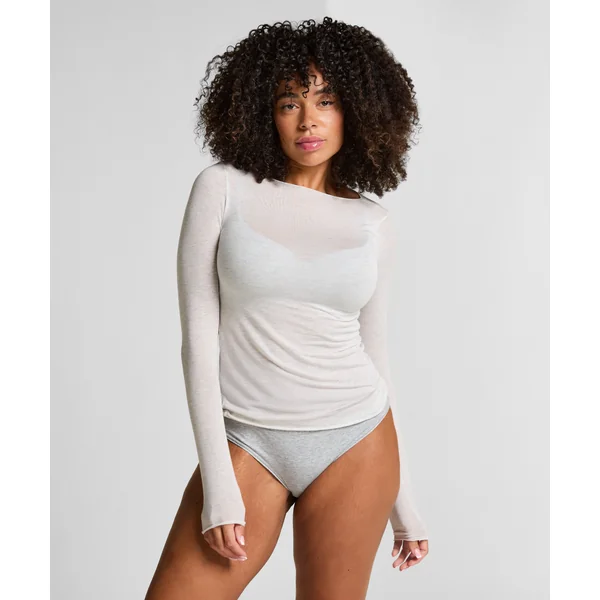 Haut avec cachemire à col bateau super soft - Beige