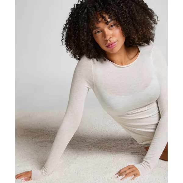 Haut avec cachemire à col bateau super soft - Beige