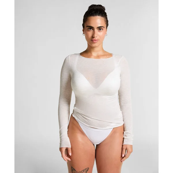Haut avec cachemire à col bateau super soft - Beige