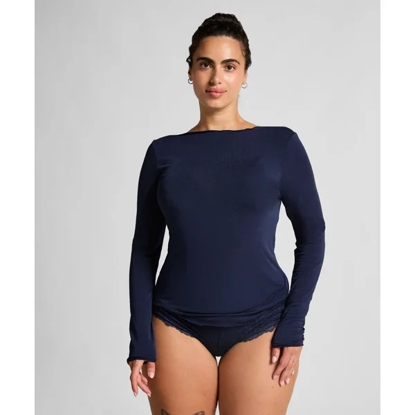 Haut avec cachemire à col bateau super soft - Bleu