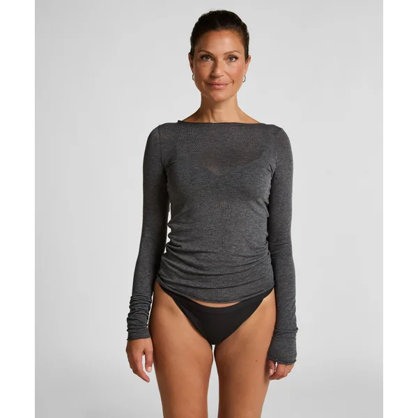Haut avec cachemire à col bateau super soft - Gris