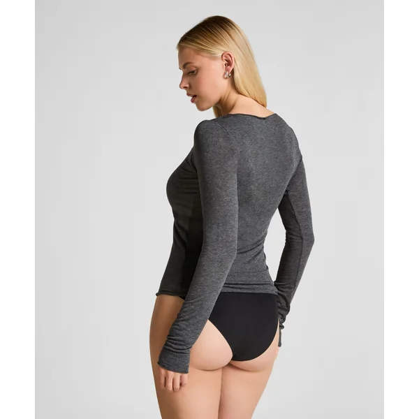 Haut avec cachemire à col bateau super soft - Gris