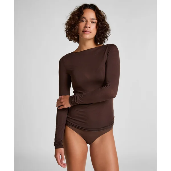 Haut avec cachemire à col bateau super soft - Marron