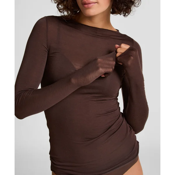 Haut avec cachemire à col bateau super soft - Marron