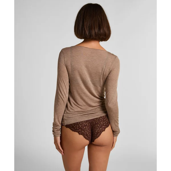 Haut avec cachemire à col bateau super soft - Marron