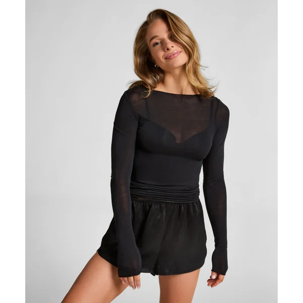 Haut avec cachemire à col bateau super soft - Noir
