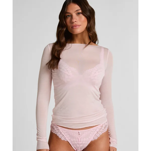 Haut avec cachemire à col bateau super soft - Rose