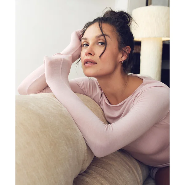 Haut avec cachemire à col bateau super soft - Rose