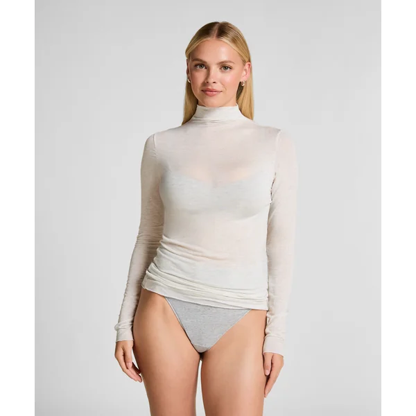 Haut avec cachemire à col roulé super soft - Beige