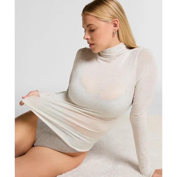 Haut avec cachemire à col roulé super soft - Beige