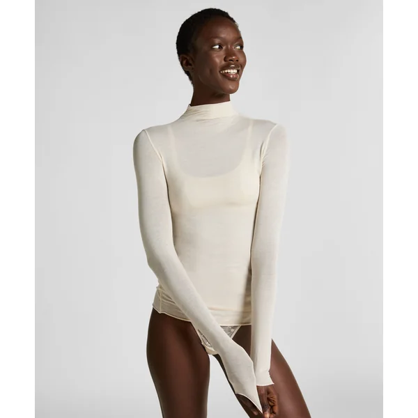 Haut avec cachemire à col roulé super soft - Blanc