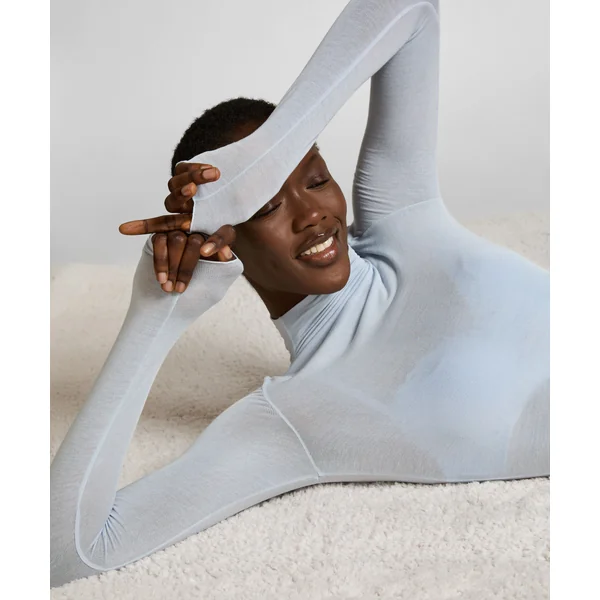 Haut avec cachemire à col roulé super soft - Bleu
