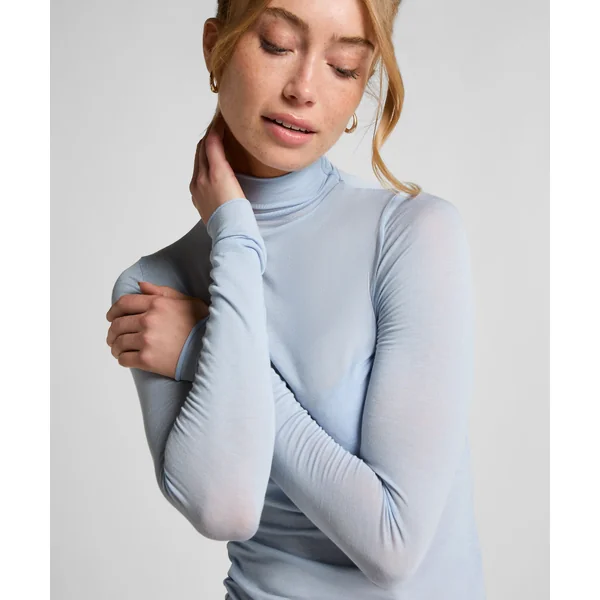 Haut avec cachemire à col roulé super soft - Bleu