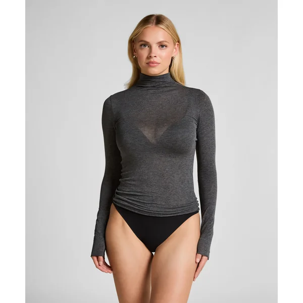 Haut avec cachemire à col roulé super soft - Gris