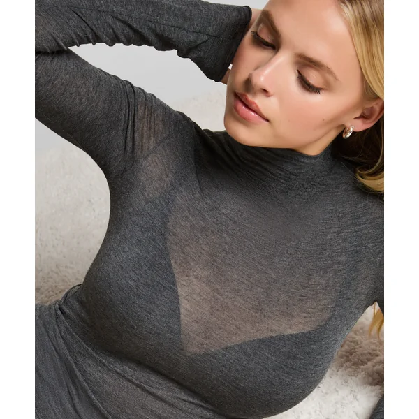 Haut avec cachemire à col roulé super soft - Gris