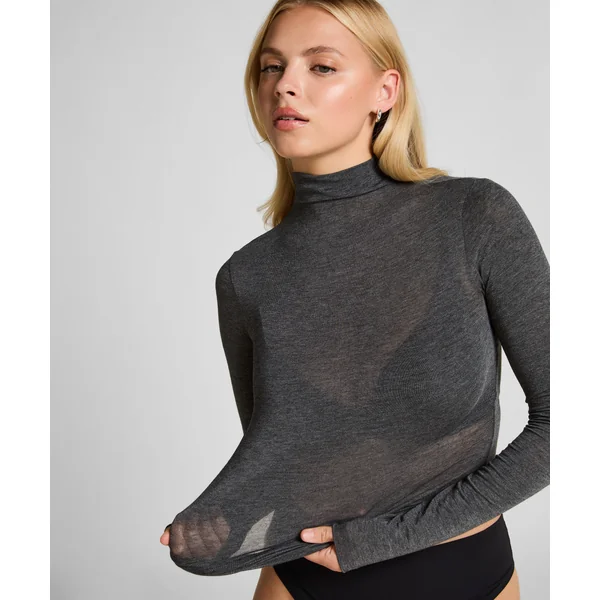 Haut avec cachemire à col roulé super soft - Gris