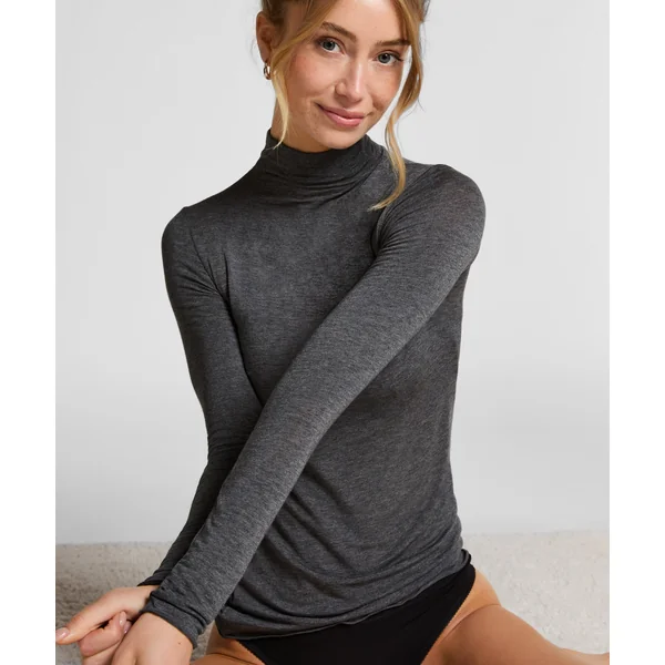 Haut avec cachemire à col roulé super soft - Gris