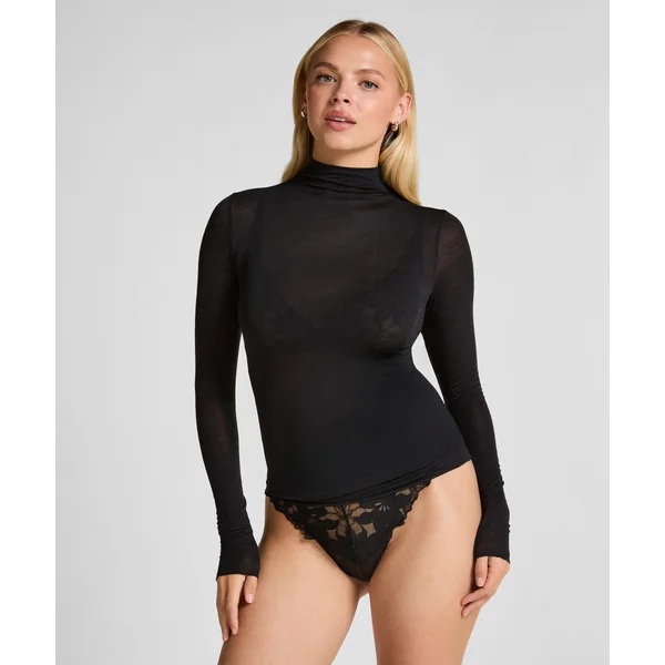 Haut avec cachemire à col roulé super soft - Noir