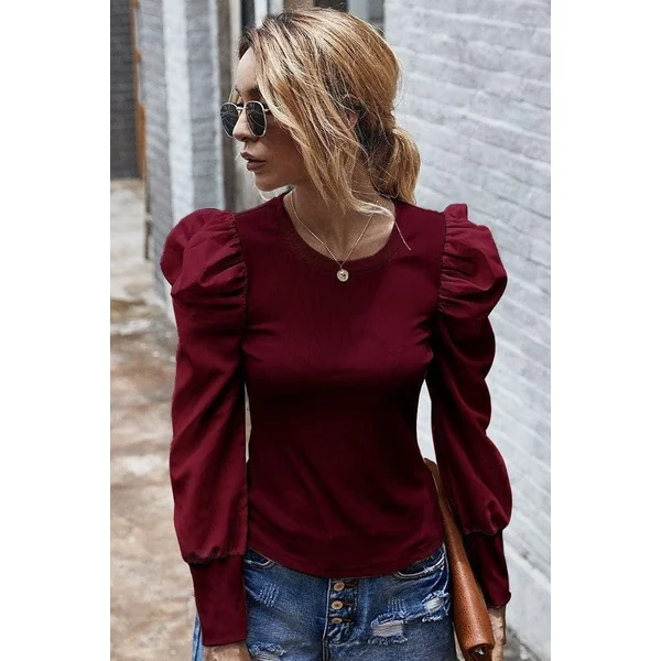 Haut Bohème Chic Manches Bouffantes