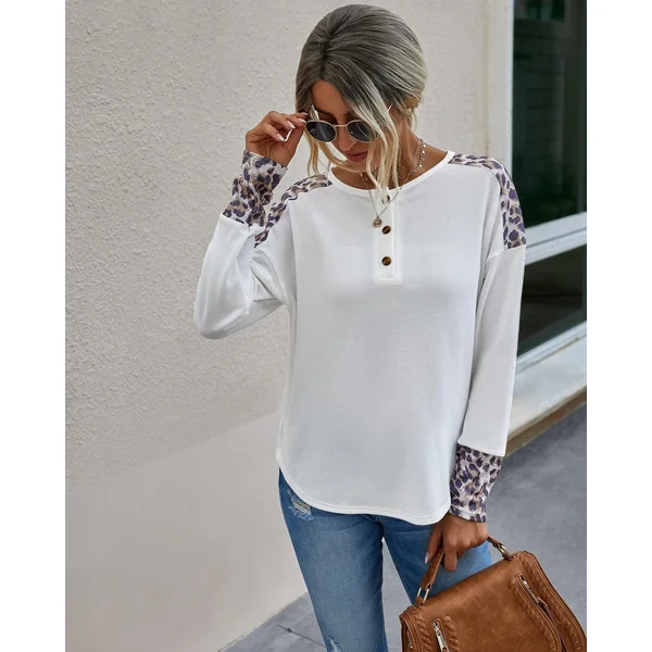 Haut Bohème Chic Épaules Léopard