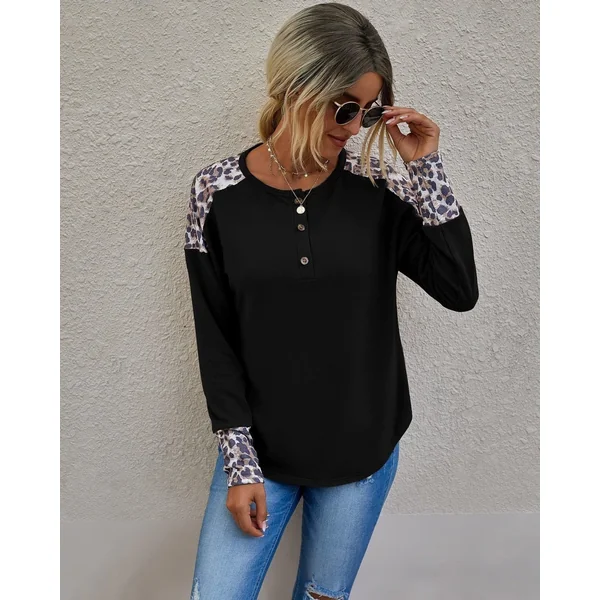 Haut Bohème Chic Épaules Léopard