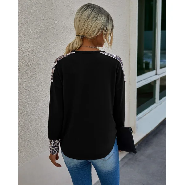 Haut Bohème Chic Épaules Léopard
