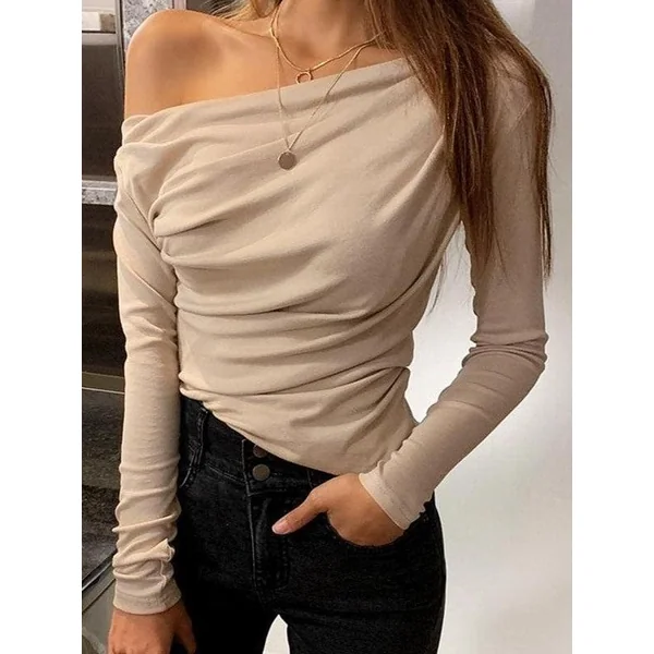 Haut Chic Épaule Dénudée Asymétrique