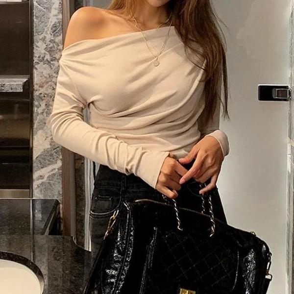 Haut Chic Épaule Dénudée Asymétrique