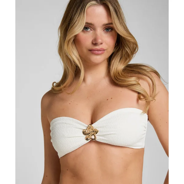 Haut de Bikini Bandeau Crinkle - Blanc
