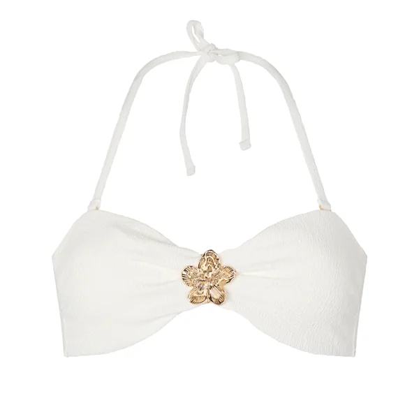 Haut de Bikini Bandeau Crinkle - Blanc
