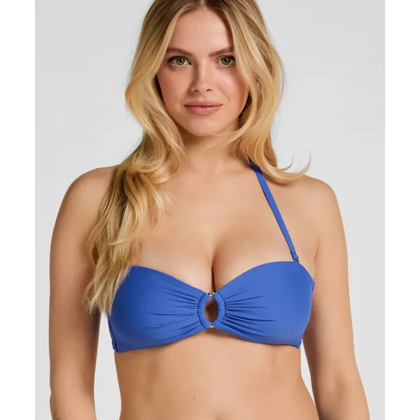 Haut de Bikini Bandeau Luxe avec Anneau - Bleu