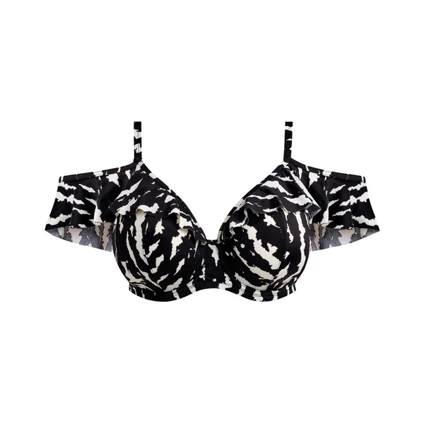 Haut de bikini col bardot noir et blanc Elomi Bain