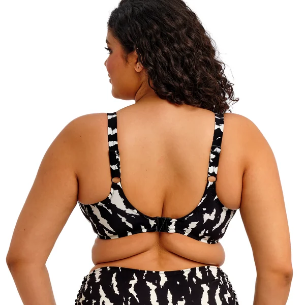 Haut de bikini plongeant noir et blanc Elomi Bain