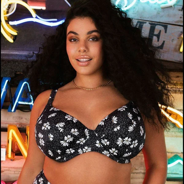 Haut de bikini plongeant - Noir imprimé Elomi Bain