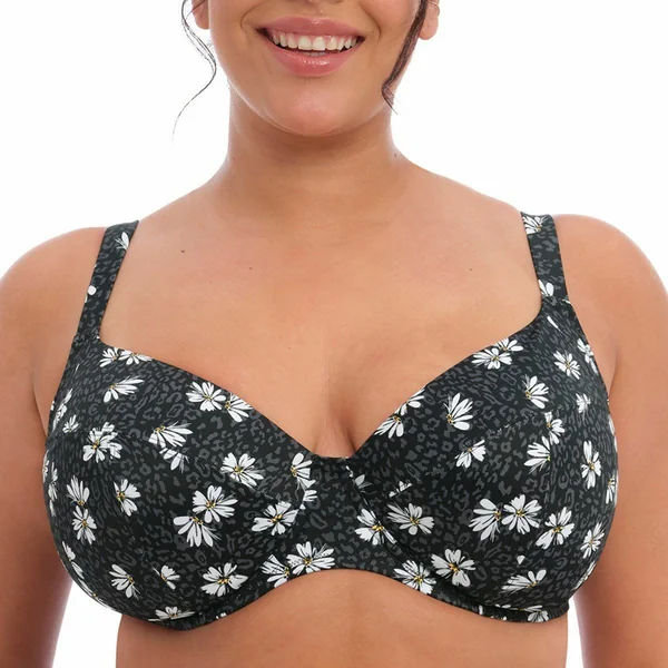 Haut de bikini plongeant - Noir imprimé Elomi Bain