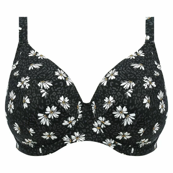 Haut de bikini plongeant - Noir imprimé Elomi Bain