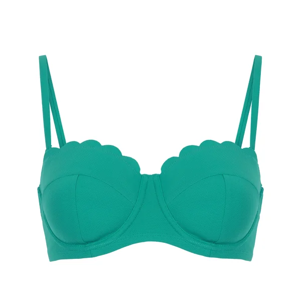 Haut de bikini sans bretelles préformé à armatures Scallop Taille E + - Vert