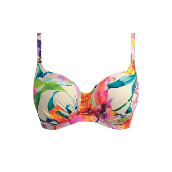 Haut de bikini à armatures à bonnets plissés à motifs floraux multicolore Fantasie Bain