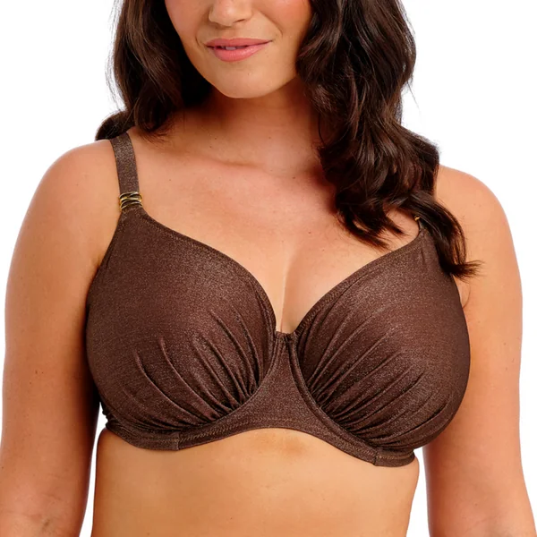 Haut de bikini à bonnets couvrants froncés Sabana marron Fantasie Bain