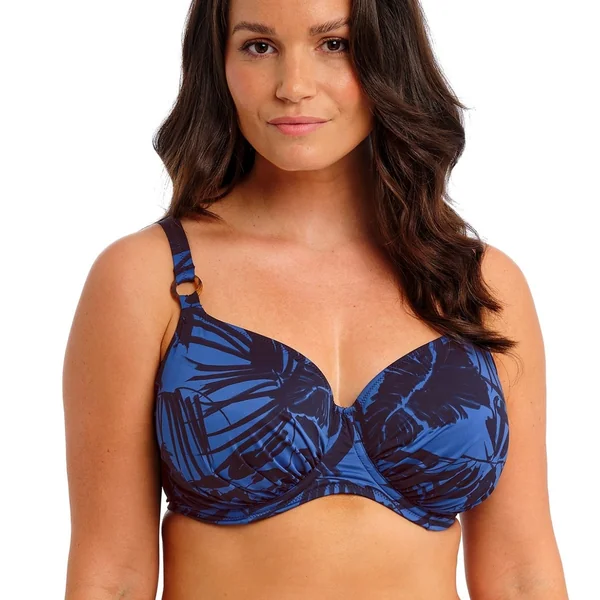 Haut de bikini à bonnets froncés et couverture totale bleu Fantasie Bain