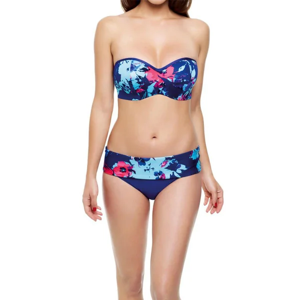 Haut de maillot de bain bandeau à armatures - Motif fleurs Panache Maillot