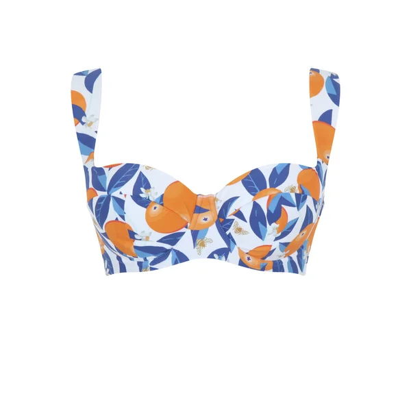 Haut de maillot de bain Blaconnet - Orange/Blanc Panache Maillot