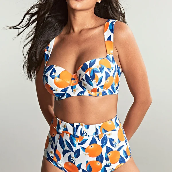 Haut de maillot de bain Blaconnet - Orange/Blanc Panache Maillot