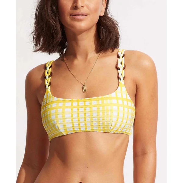 Haut de maillot de bain bralette - Jaune Amalfi Check Seafolly