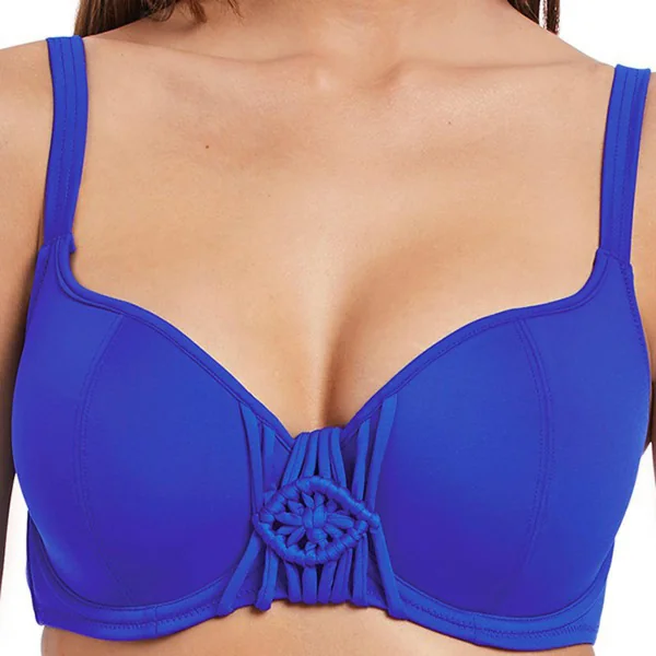 Haut de maillot de bain décolleté coeur paddé à armatures Bleu MACRAME Freya Maillots