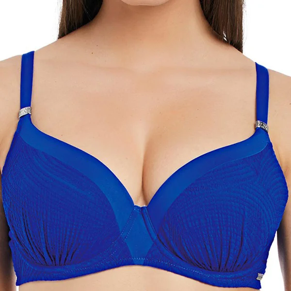 Haut de maillot de bain moulé plissé à armatures - Bleu Fantasie Bain Ottawa