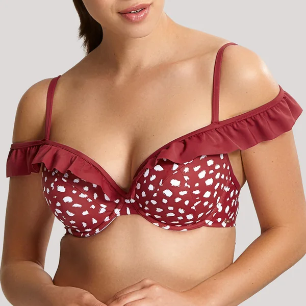 Haut de maillot de bain plongeant armatures rouge Panache Maillot
