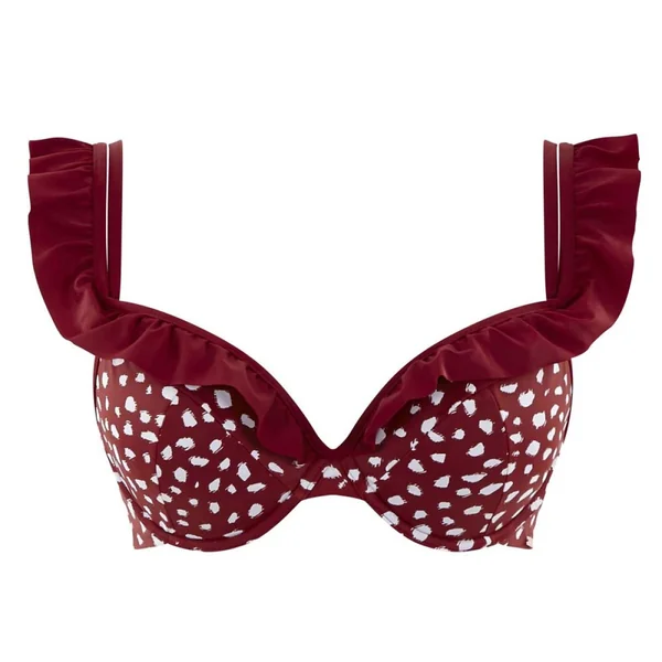 Haut de maillot de bain plongeant armatures rouge Panache Maillot