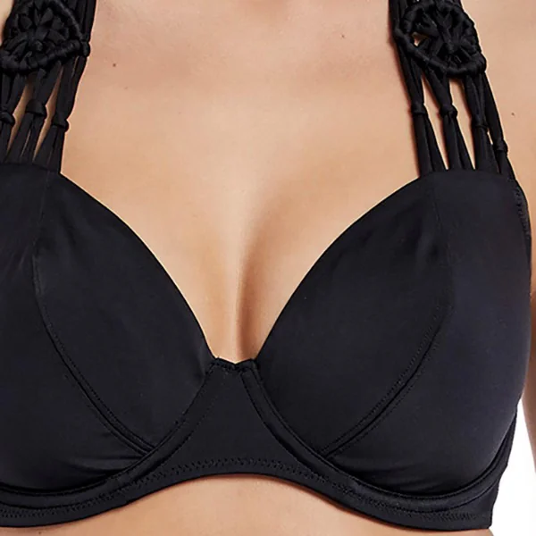 Haut de maillot de bain tour de cou à armatures Noir MACRAME Freya Maillots