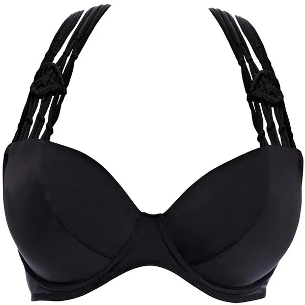 Haut de maillot de bain tour de cou à armatures Noir MACRAME Freya Maillots